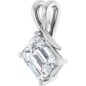 14K X1 White Gold 9x7 mm Emerald Pendant Mounting – image 3