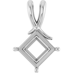 14K X1 White Gold 8 mm Square Pendant Mounting – image 2