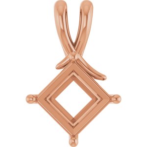 18K Rose Gold 8 mm Square Pendant Mounting – image 2