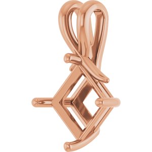 14K Rose Gold 8 mm Square Pendant Mounting – image 4