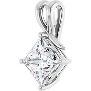 14K White Gold 8 mm Square Pendant Mounting – image 3
