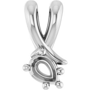 10K White Gold 4x3 mm Pear Pendant Mounting – image 2