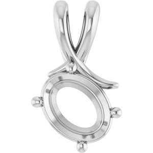 10K White Gold 9x7 mm Oval Pendant Mounting – image 2