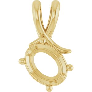 14K Yellow Gold 9x7 mm Oval Pendant Mounting – image 2