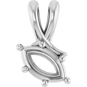 10K White Gold 8x4.5 mm Marquise Pendant Mounting – image 2