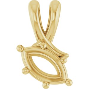 18K Yellow Gold 8x4.5 mm Marquise Pendant Mounting – image 2