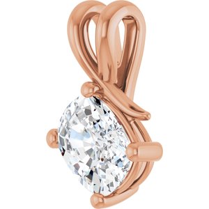 10K Rose Gold 8.5x6.5 mm Elongated Cushion Pendant Mounting – image 3