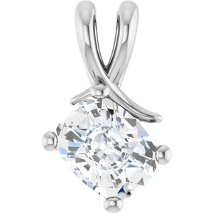 18K White Gold 8.5x6.5 mm Elongated Cushion Pendant Mounting
