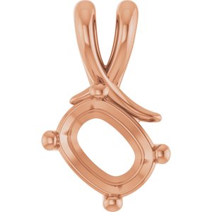 10K Rose Gold 8.5x6.5 mm Elongated Cushion Pendant Mounting – image 2