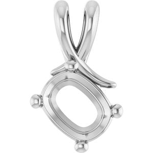 14K X1 White Gold 8.5x6.5 mm Elongated Cushion Pendant Mounting – image 2