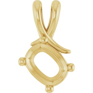 18K Yellow Gold 8.5x6.5 mm Elongated Cushion Pendant Mounting – image 2