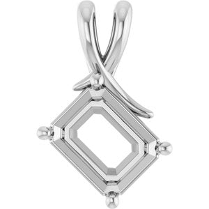 Sterling Silver 10x8 mm Emerald Pendant Mounting – image 2