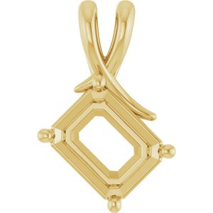 10K Yellow Gold 10x8 mm Emerald Pendant Mounting – image 2