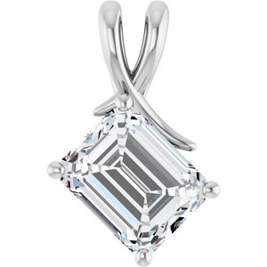 Sterling Silver 10x8 mm Emerald Pendant Mounting