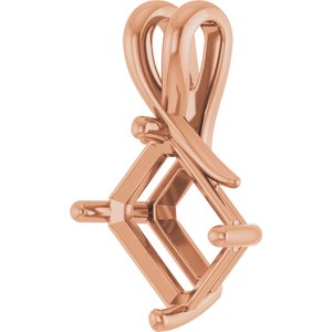18K Rose Gold 10x8 mm Emerald Pendant Mounting – image 4