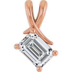 18K Rose Gold 7x5 mm Emerald Pendant Mounting