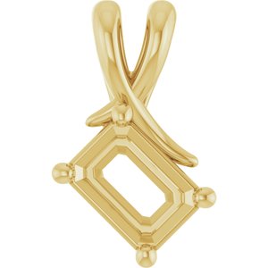 10K Yellow Gold 7x5 mm Emerald Pendant Mounting – image 2