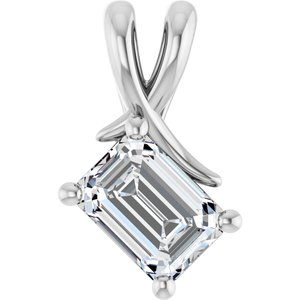 14K White Gold 7x5 mm Emerald Pendant Mounting