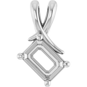 14K X1 White Gold 7x5 mm Emerald Pendant Mounting – image 2