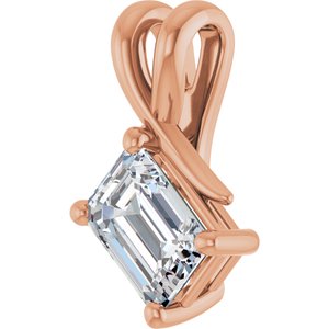 10K Rose Gold 7x5 mm Emerald Pendant Mounting – image 3