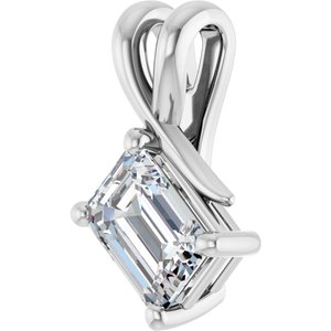 14K X1 White Gold 7x5 mm Emerald Pendant Mounting – image 3