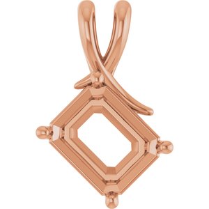18K Rose Gold 11x9 mm Emerald Pendant Mounting – image 2