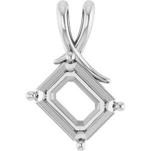 Continuum Sterling Silver 11x9 mm Emerald Pendant Mounting – image 2