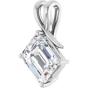 10K White Gold 11x9 mm Emerald Pendant Mounting – image 3