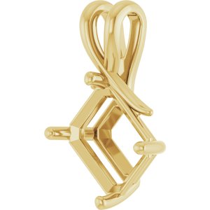 18K Yellow Gold 11x9 mm Emerald Pendant Mounting – image 4