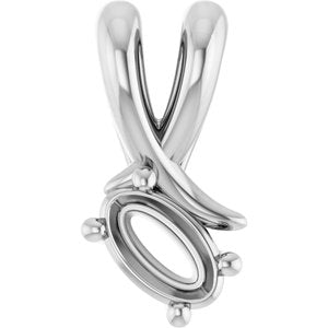 14K White Gold 5x3 mm Oval Pendant Mounting – image 2