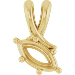 18K Yellow Gold 8x4 mm Marquise Pendant Mounting – image 2