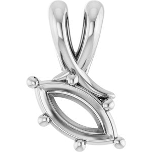 18K White Gold 8x4 mm Marquise Pendant Mounting – image 2