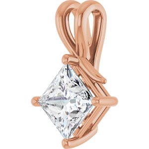 14K Rose Gold 7 mm Square Pendant Mounting – image 3