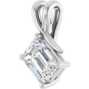 14K X1 White Gold 8x6 mm Emerald Pendant Mounting – image 3