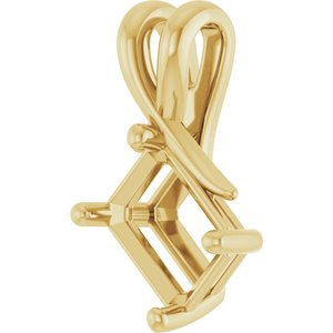 18K Yellow Gold 8x6 mm Emerald Pendant Mounting – image 4