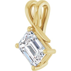 14K Yellow Gold 8x6 mm Emerald Pendant Mounting – image 3