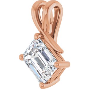14K Rose Gold 8x6 mm Emerald Pendant Mounting – image 3
