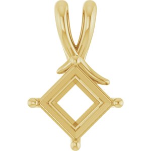 18K Yellow Gold 7 mm Square Pendant Mounting – image 2
