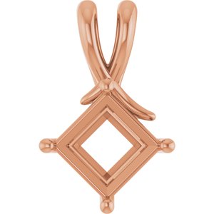 18K Rose Gold 7 mm Square Pendant Mounting – image 2