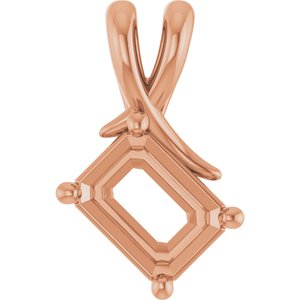 14K Rose Gold 8x6 mm Emerald Pendant Mounting – image 2
