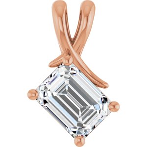 10K Rose Gold 8x6 mm Emerald Pendant Mounting
