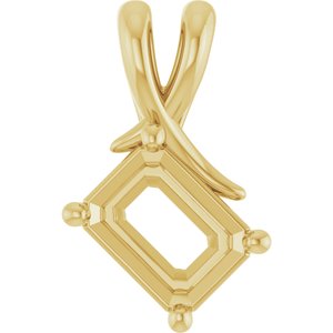 14K Yellow Gold 8x6 mm Emerald Pendant Mounting – image 2