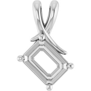 18K White Gold 8x6 mm Emerald Pendant Mounting – image 2
