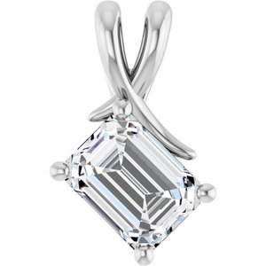 14K White Gold 8x6 mm Emerald Pendant Mounting