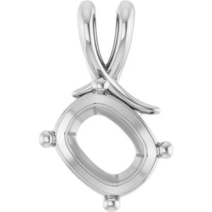18K White Gold 11x9 mm Elongated Cushion Pendant Mounting – image 2