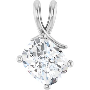 10K White Gold 11x9 mm Elongated Cushion Pendant Mounting