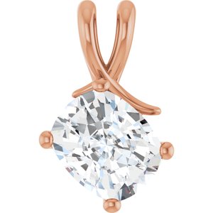 10K Rose Gold 11x9 mm Elongated Cushion Pendant Mounting