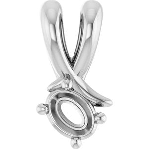 14K X1 White Gold 4x3 mm Oval Pendant Mounting – image 2