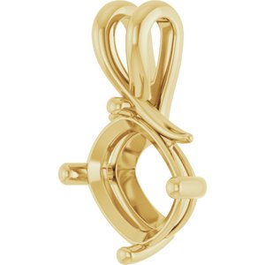 10K Yellow Gold 11x9 mm Elongated Cushion Pendant Mounting – image 4