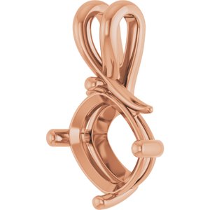 18K Rose Gold 11x9 mm Elongated Cushion Pendant Mounting – image 4